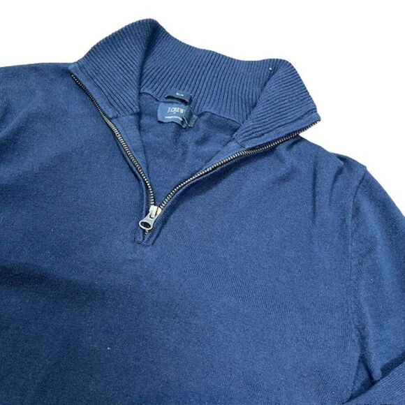 J. Crew Harbor Cotton 1/4 Zip Sweater Light Knit Navy Blue Men's Size XS - Picture 2 of 10